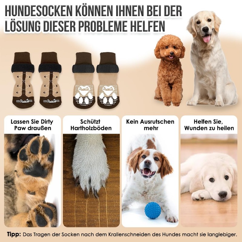 Eyein 3 Pairs Double-Sided Non-Slip Socks for Dogs, Soft Dog