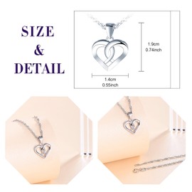feilok 925 Sterling Silver Necklaces for Women heart Twist love Necklace Jewelry for Women Silver Necklace