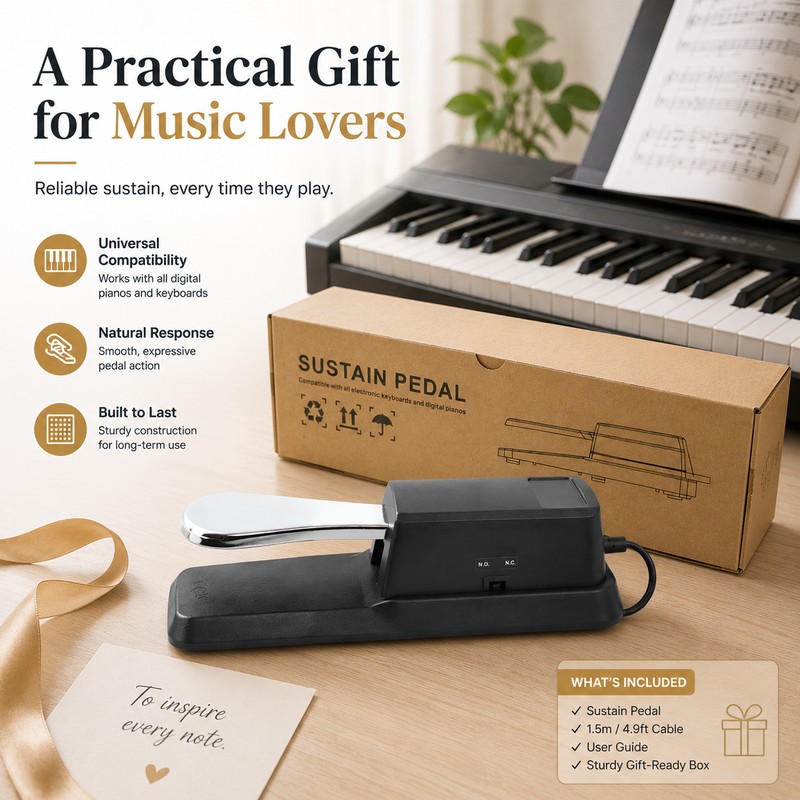 Universal Piano Sustain Pedal for Keyboards – Responsive Damper Pedal