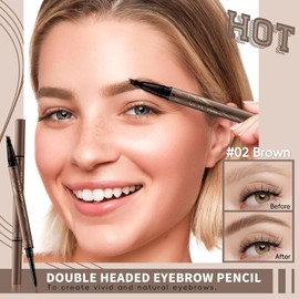 Lápiz Para Cejas 2 en 1 de Lápiz de Cejas Mágico de 4 Puntas, 2 in 1 Magic 4-Tip Eyebrow Pencil, 3D Waterproof and Sweat-proof Microblading Eyebrow Pencil Contouring Pen (Marrón claro)