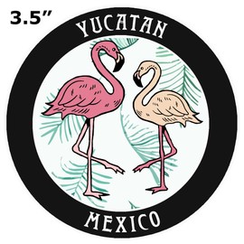 Blue Heron Two Flamingos Yucatan Mexico Car Truck Window Bumper Sticker Decal Souvenir - Black