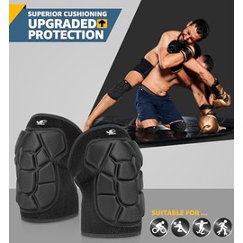 HiRui Flexible Knee Pads for Wrestling with Thick EVA Foam Padding | Anti-Slip Adjustable Collision Avoidance Knee Brace for Men Women Kids Dancers Vo