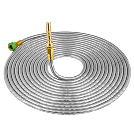 SKYWARD 304 Stainless Steel Garden Hose with Brass Garden Hose Nozzle, Anti-Leakage, Flexible & Lightweight Kink Free Water Hose, Easy to Use & Store (50ft)