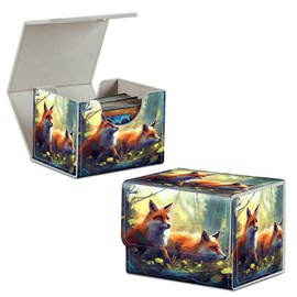 DIGTIALL Wild Foxes Card Deck Box Trading Cards with Strong Magnet Commander Deck Box Card Storage Box Magic Premium Card Storage Box Case Cover for TCG CCG Magic Cards
