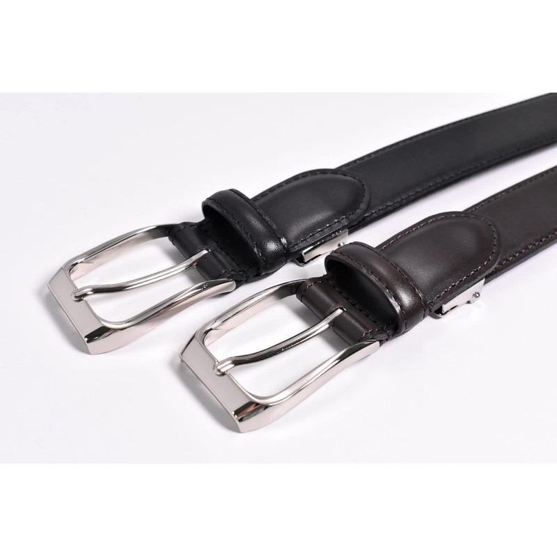 Prairie Ginza NB17910 Men's Cow Leather Business Belt, dark brown