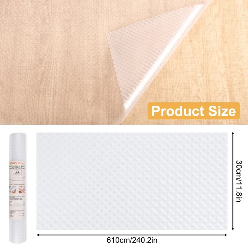 BELICOO Drawer Liners, 30cm x 610cm Kitchen Shelf Liners Drawer