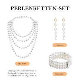 Cosswe Pearl Jewellery Set for Women, Vintage Imitation Pearl Necklaces, Pearl Necklace, Pearl Necklace, Pearl Chains, Fashion Jewellery, Women's Pearl Necklace for Party, Prom, Wedding, Festival,