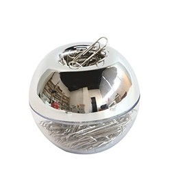 MultiBey Silver Magnetic Paper Clip Holder Round Paperclip Dispenser with 100Pcs Silver Paper Clips for Desk Non-Skid Smooth Finish Memo Bookmark Clip Dispensers, 28mm/ 1.1" (Silver)