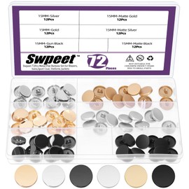 72Pcs 3 Colors 15mm Metal Flat Button Assortment Kit, Alloy Shank Round Shaped Sewing Button, Woolen Coat Button, Metal Round Flat Sewing Buttons for Clothing Decoration DIY Accessories