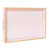 MAONAME Faux Leather Tray, Rectangular Serving Tray with Handles, Pink