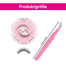 LJOINEG Wiederverwendbare selbstklebende Wimpern, 2 Paar selbstklebende Wimpern und rosa Wimpernzange Wiederverwendbare falsche Wimpern Vorgeklebte Wimpern - einfache Anwendung