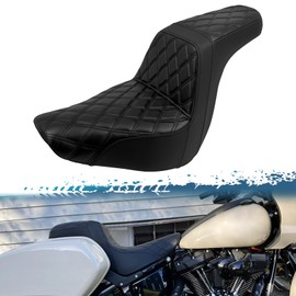 One-Piece Driver Passenger Seat Motorcycle 2-Up Seat Fit for Harley Softail Sport Glide FLSB Low Rider FXLR FXLRS FXLRST 2018-later (Black Stitching)