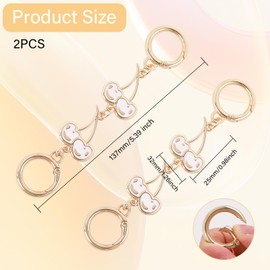 CHGCRAFT 2Pcs Bag Strap Extender Alloy Cherry Link Purse Strap Extender Bag Chain Handbag Extender Clutch Strap Extension with Buckle Purse Chain Accessories Replacement for Clutch Bag, White