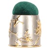 Sewing Pin Cushion Round Zinc Alloy Base Retro Style Pleuche