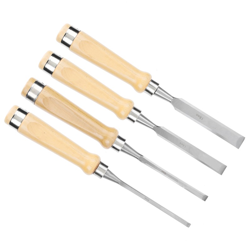 4pcs/set Wood Carving Chisel Flat Blade DIY Woodworking Hand Tool