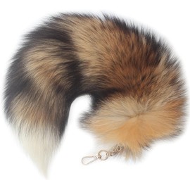 Fox Tail Fake tail 15.75 inch animal tail, huge fluffy fur fox tail realistic fox tail key chain decoration tail suitable for handbag backpack role play