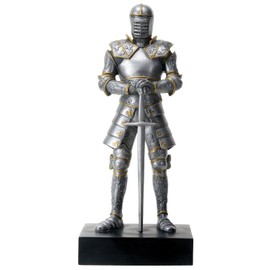 Silver Colored Italian Knight Design Standing Statue in Full Armor