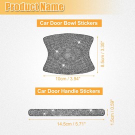 8 Pieces Bling Car Door Handle Protector Rhinestone Universal Car Handle Cover Reflective Bling Car Handle Cover Car Door Bowl Protection for Car Laptops Decoration Car Stickers Black