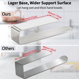 Adhesive Hand Towel Holder, 8 Inch Towel Holder for Bathroom Wall Mounted, Self Adhesive Square Stick on Towel Bar Wall for Kitchen Cabinet RV, Brushed Nickel (2 Pack)