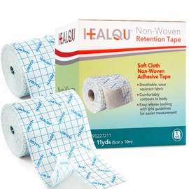 Dressing Retention Tape - 2" x 11yd, 2 Rolls Premium Non-Woven Hypoallergenic Cloth - Secure and Gentle Adhesive for Wound Dressings - Latex-Free and Versatile for Sensitive Skin Care - HEALQU