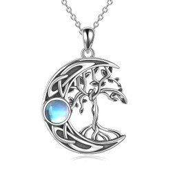 YAFEINI Tree of Life Necklace Sterling Silver Moonstone Tree of Life Pendant Jewellery for Women Girls Gifts, Not known.
