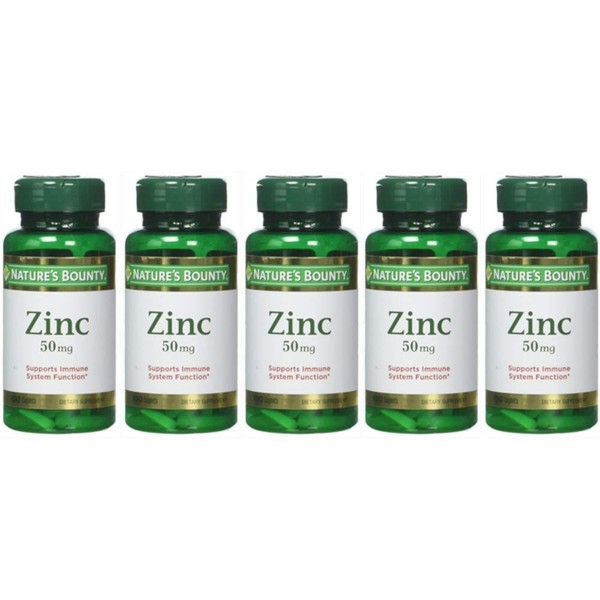 Nature's Bounty Zinc 50 mg Caplets 100 ea (Pack of 5)