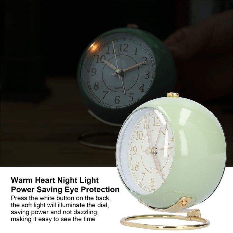 Alarm Clock Silent Non Ticking Metal Paint Power Saving Eye
