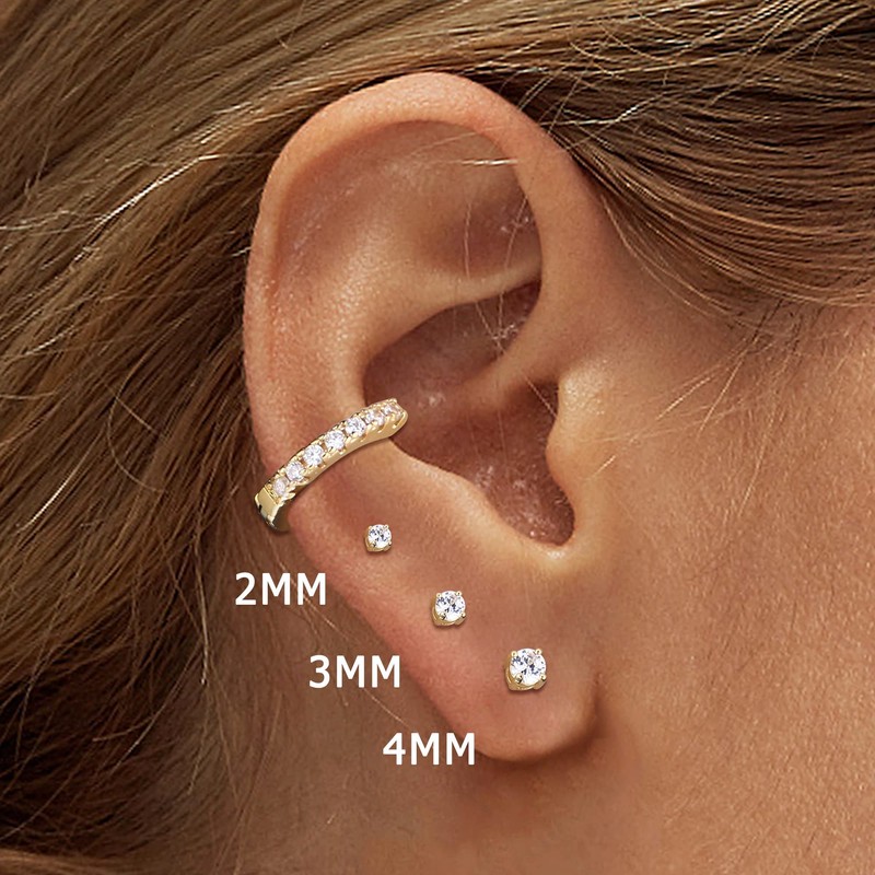 Morfetto 12 Pairs 14K Flat Back Earrings 20G Cartilage Earring