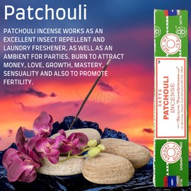 Satya Nag Champa Patchouli Incense Sticks | x3 pack | with SAMASIA incense sticks holder | Used for Aromatherapy, Spa, Yoga, Weddings, Meditation, Positivity and Relaxation