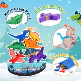 Topunny Dinosaur Stacking Game Dinosaur Toys for Kids Educational Toys for 2 3 4 5 6 Year Old Boys Building Blocks for Kids 3-5 Birthday Gifts for 2-6 Year Old Boys