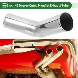 Motoforti 127mm / 5" OD T304 Stainless Steel 45 Degree Mandrel Exhaust Tube with Bead Roll DIY Custom Car Modified Exhaust Pipe Tubing Piping 11.81" Length Silver Tone