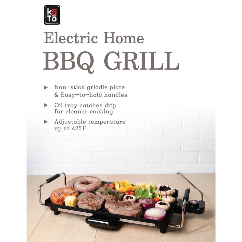 KOTO Electric Non-stick Removable BBQ Grill and Griddle (15.5"x11.5"), (18"x10")