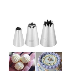 French Star Piping Tip for Eclairs,Churros,Shells,Flowers,& Scalloped Designs,3 Sizes