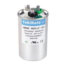 YukiHalu 40+5 uF 40/5 MFD 370 or 440 VAC CBB65 Dual Run Capacitor, AC Capacitor for Air Conditioner, Motor Run, Heat Pump, Condenser Straight Cool, HVAC Capacitor