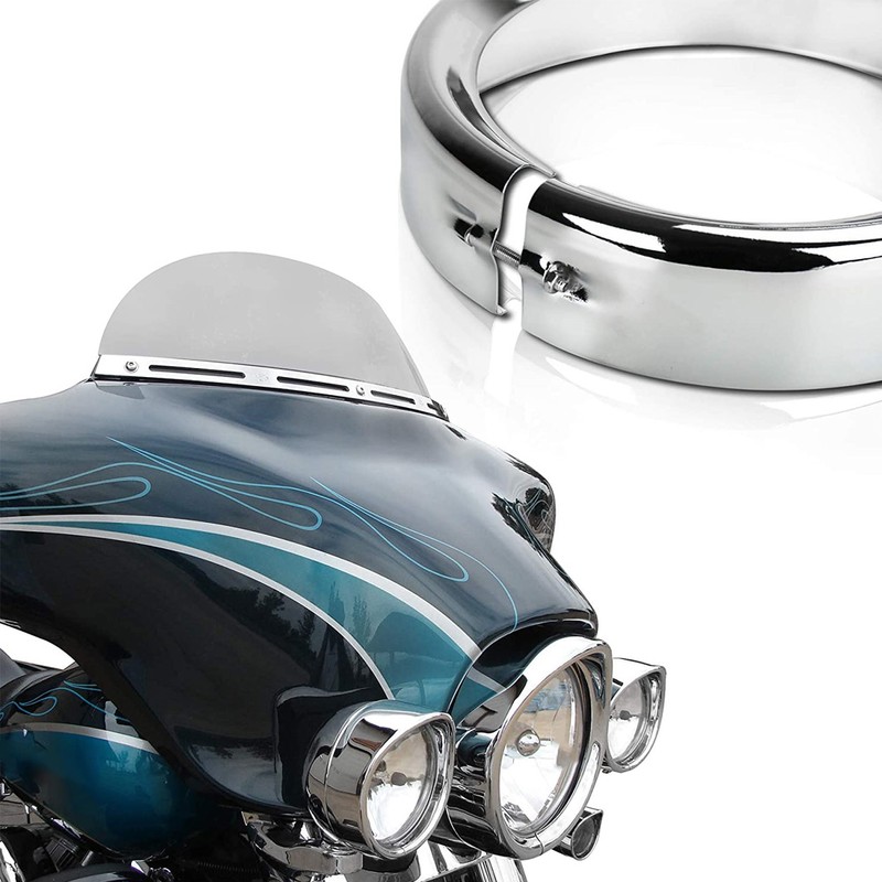 7in Silver Headlight Trim Ring Motorcycle Light for Touring Road