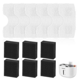 DUDUPET Cat Water Fountains Filters for 3L/101oz Stainless Steel Removable Cat Water Dispenser Filters Replacement with 6 Sponges (Filters, 6Pcs)