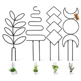 Larger 23inch Plant Trellis for Climbing Plants Indoor, Trellis for Potted Plants with Ties, Metal Climbing Plant Support for Houseplant Flower Pothos, 4 Different Panels, Black