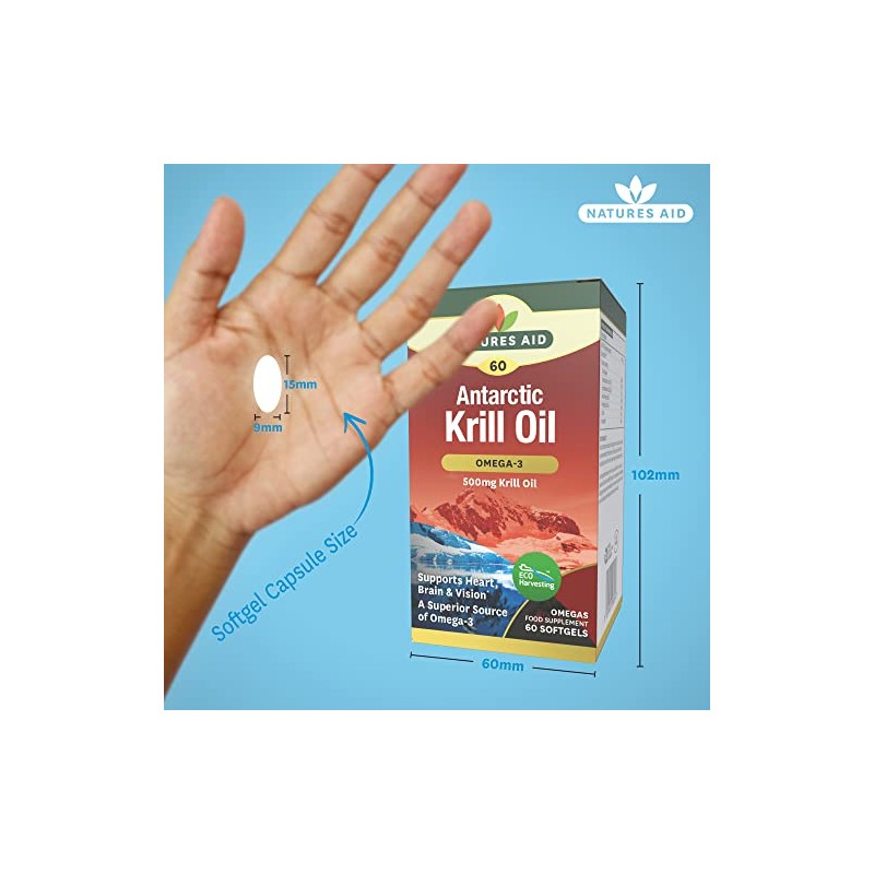 Natures Aid 500mg Krill Oil Capsules - Pack of 60