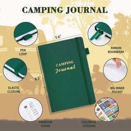 5 MINUTES A DAY Camping Journal and RV Travel Log Book, A5 Outdoor Camp & Adventure Book for 25 Campsites, Hiking Journal, Family Travel Books Camper Essentials Camping Gifts for Women-Dark Green
