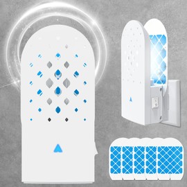 Stingmon Fruit Fly Traps for Indoors, Plug-in Fly Trap Indoor with UV Light, Flying Insect Trap Mosquito Catcher Killer for Gnat, Moth, Flies with 5 Pcs Glue Boards