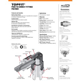 TOPRING 40.982 TOPFIT NPT Polymer Push-to-Connect Fitting, Inline Check Valve Straight Connector, Male Threaded, 1/4(O.D.) x 1/4(M), Pack of 1, Series 40