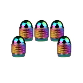 Senzeal 5PCS Aluminum Bullet Style Tire Valve Caps Universal Dust Cap for Trucks Cars Bikes Motorcycles SUVs (Colorful)