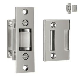 HOMOTEK 2 Pack Commercial Heavy Duty Door Roller Catch, Drive in Ball Catch with Strike Plate Solid Zinc Adjustable Silent Door Latch, Spring Tension Roller, Satin Nickle