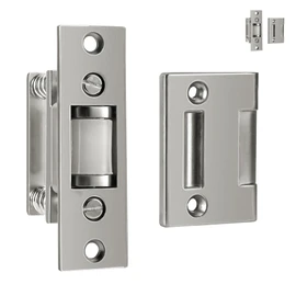 HOMOTEK 2 Pack Commercial Heavy Duty Door Roller Catch, Drive in Ball Catch with Strike Plate Solid Zinc Adjustable Silent Door Latch, Spring Tension Roller, Satin Nickle