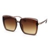SA106 Womens Designer Fashion Rectangular Half Rim Sunglasses All Brown