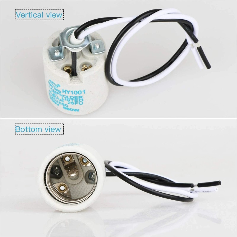 YI Lighting Ceramic E26 Medium Socket Holder Lamp Fixture with