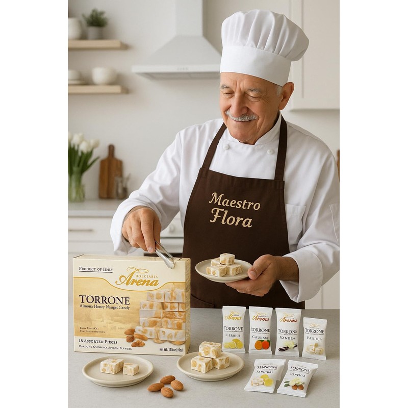 Dolciaria Arena Assorted Italian Torrone – 18 Almond Honey Nougat