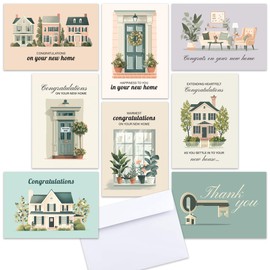 Hat Acrobat 24 Congratulations On Your New Home Cards with Envelopes Assortment Set for New Home Card Congratulations (8 Designs) Great with Closing Gifts for Home Buyers (Classic)