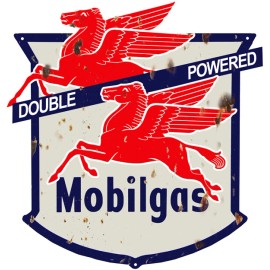 Handmade Aged Looking Mobilgas Metal Sign Reproduction 18x18 Laser Cut Out