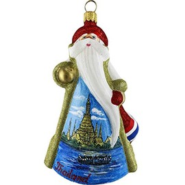 Glitterazzi Thailand Santa Polish Glass Christmas Ornament